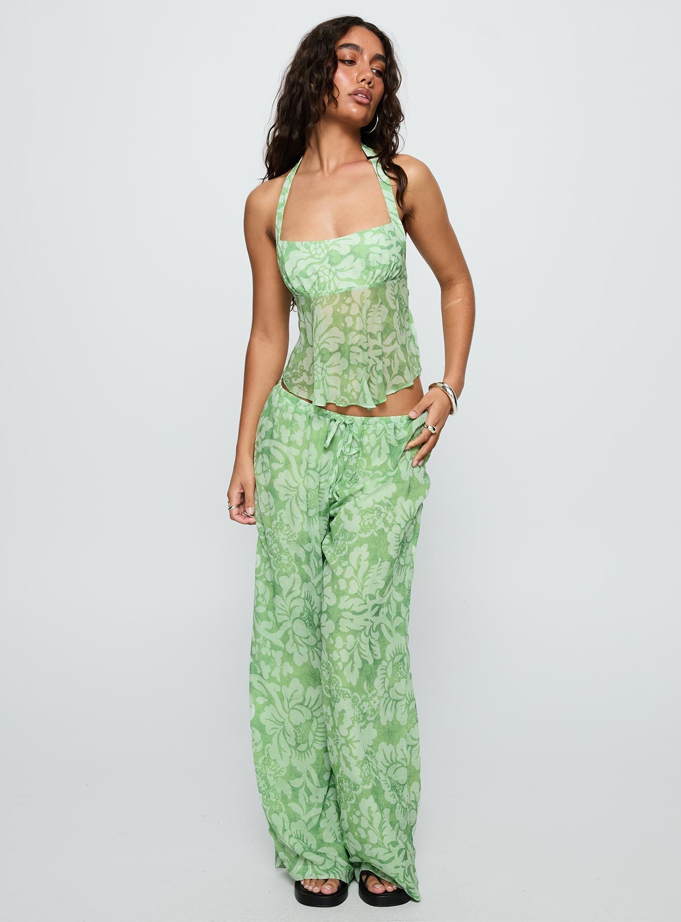 Finesse Pants Green Floral
